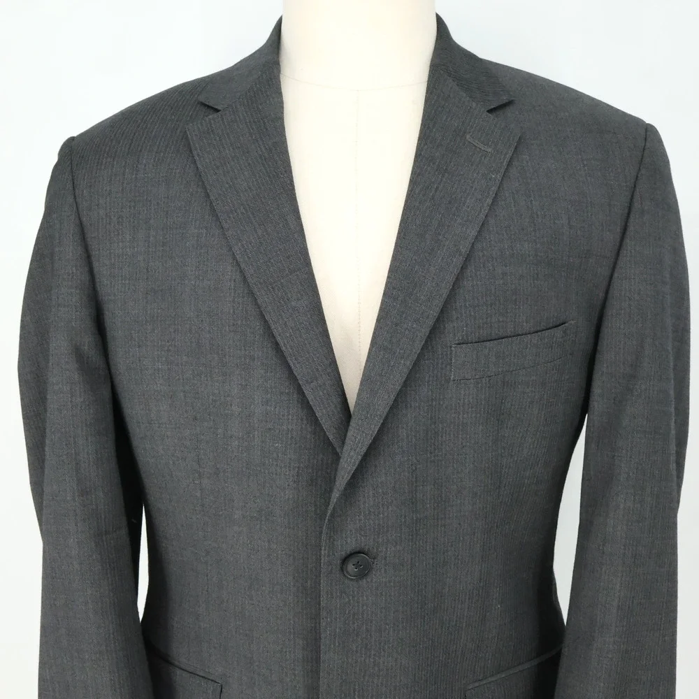 Kenneth Cole Sport Coat Mens 44R Gray Wool Jacket Lined Blazer Awearness Preppy